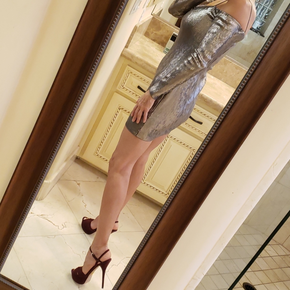 Express champagne-colored sequined dress, XS - Picture 12 of 14